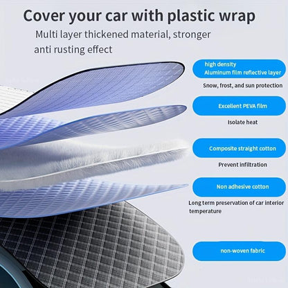 Car Windshield Snow Cover Sun Shade - Durable Design for Winter Weather Protection & Summer sunshade