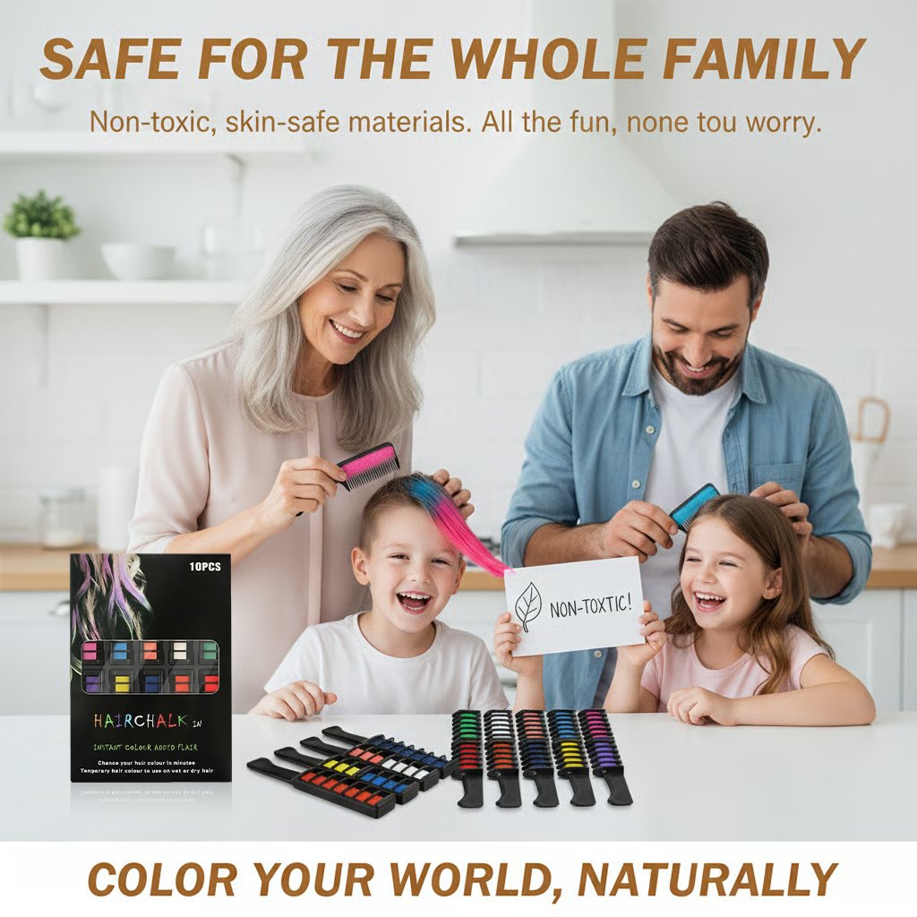 🌈Festive Fun Hair Chalk Combs – Bright Colour for Holiday Days