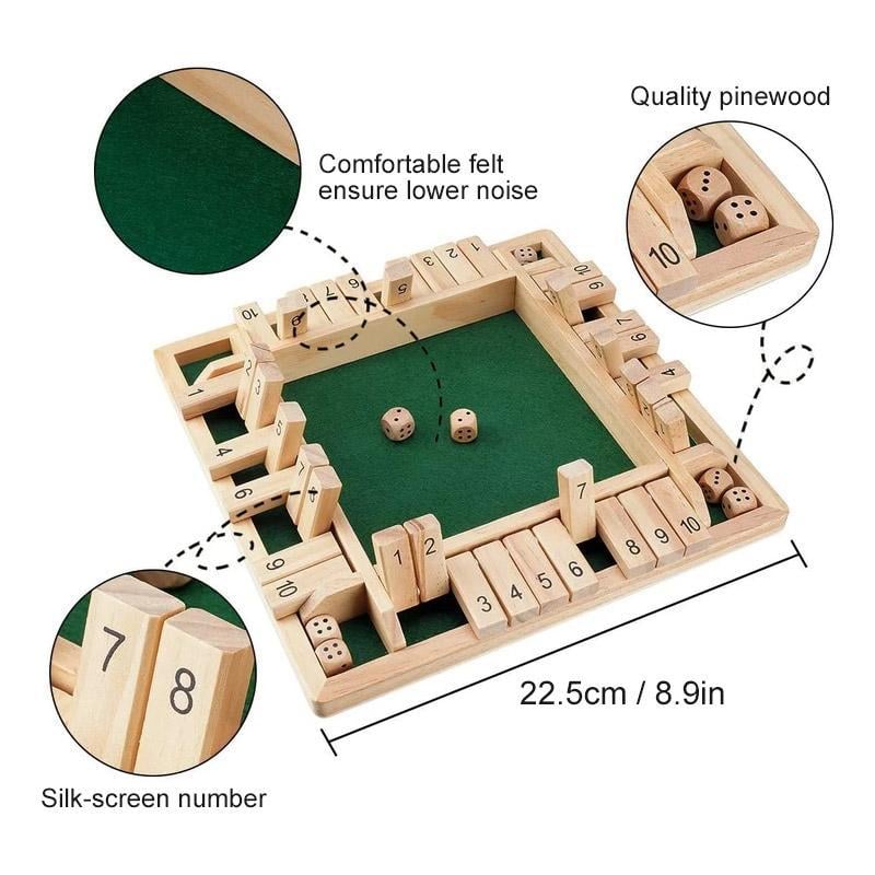 ✨SHUT THE BOX-WOODEN DICE BOARD GAME