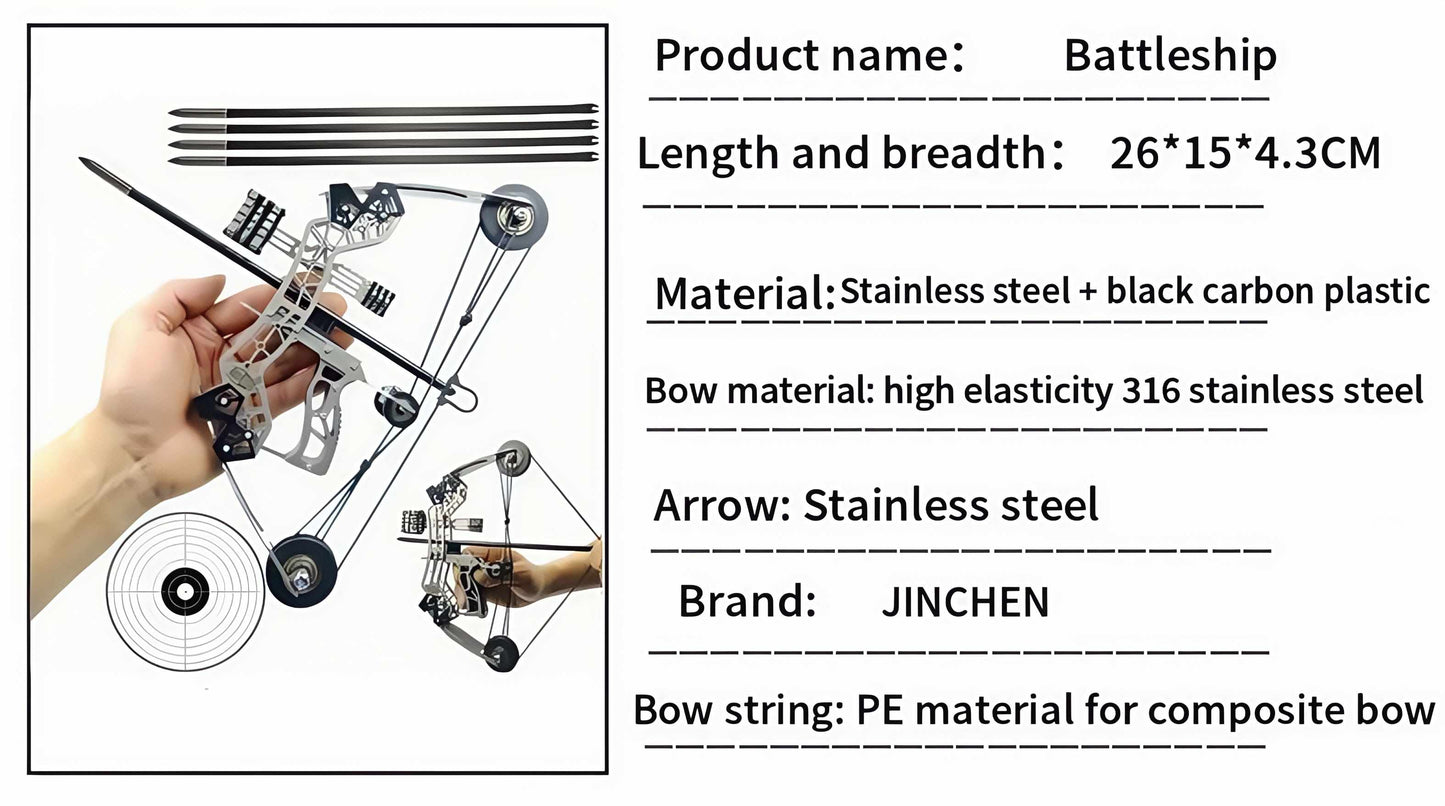 🎯10.2-inch Stainless Steel Mini Composite Bow
