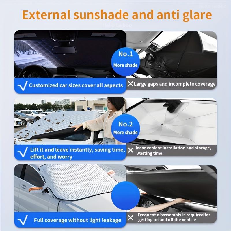 Car Windshield Snow Cover Sun Shade - Durable Design for Winter Weather Protection & Summer sunshade
