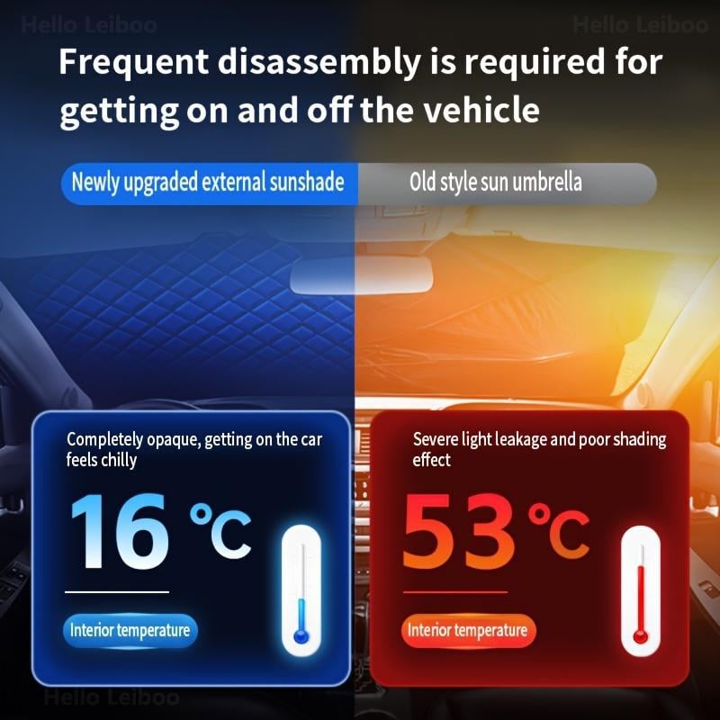 Car Windshield Snow Cover Sun Shade - Durable Design for Winter Weather Protection & Summer sunshade