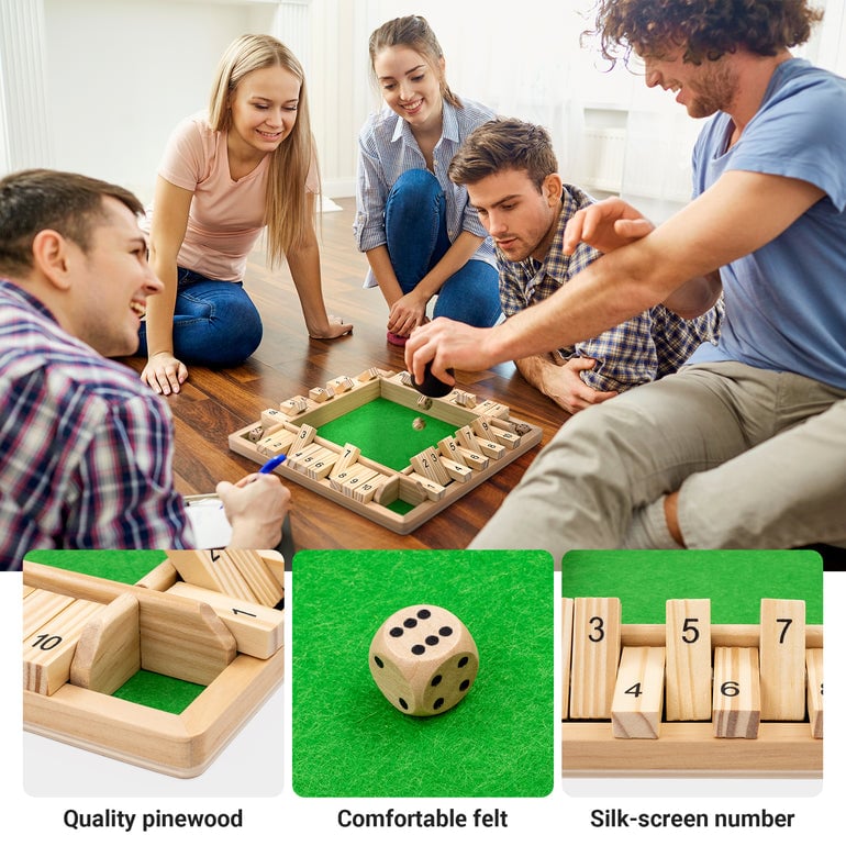 ✨SHUT THE BOX-WOODEN DICE BOARD GAME