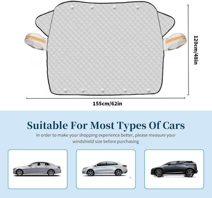 Car Windshield Snow Cover Sun Shade - Durable Design for Winter Weather Protection & Summer sunshade