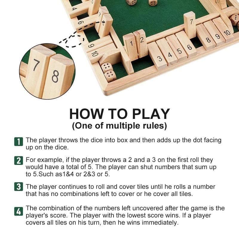 ✨SHUT THE BOX-WOODEN DICE BOARD GAME