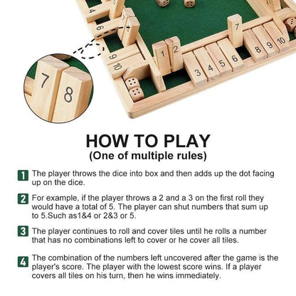 ✨SHUT THE BOX-WOODEN DICE BOARD GAME