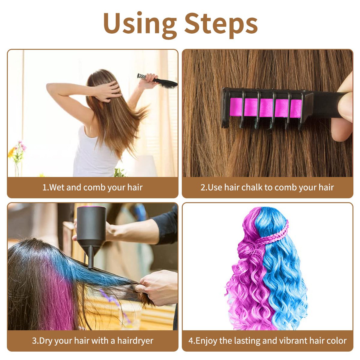🌈Festive Fun Hair Chalk Combs – Bright Colour for Holiday Days